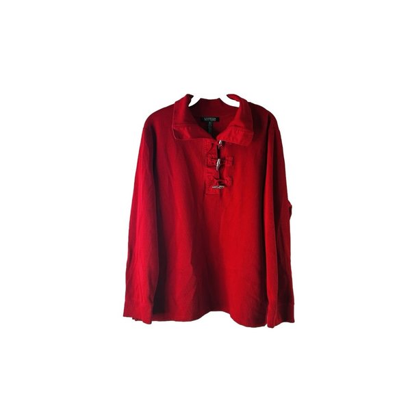 Lauren Ralph Lauren Ribbed Knit Toggle Collared Lightweight Sweater - Picture 1 of 5